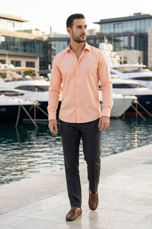 Men's Peach Double Cuff Oxford Shirt