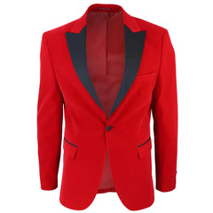 Blazer elegante de Terciopelo roja con chaqueta y Corbata negra para hombre