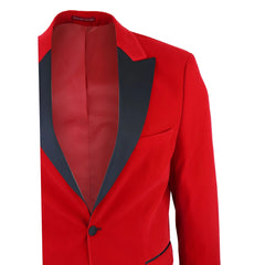 Blazer elegante de Terciopelo roja con chaqueta y Corbata negra para hombre