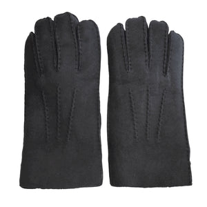 Mănuși pentru bărbați din piele întoarsă de oaie căptușite cu lână - Negru - Infinity Leather - 1