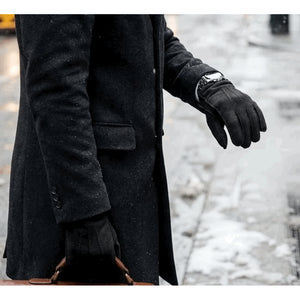 Mănuși pentru bărbați din piele întoarsă de oaie căptușite cu lână - Negru - Infinity Leather - 2