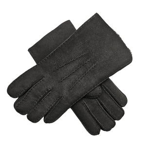 Mănuși pentru bărbați din piele întoarsă de oaie căptușite cu lână - Negru - Infinity Leather - 3