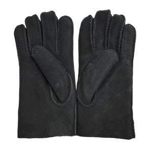 Mănuși pentru bărbați din piele întoarsă de oaie căptușite cu lână - Negru - Infinity Leather - 5
