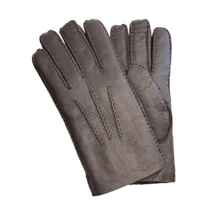 Mănuși pentru bărbați din piele întoarsă de oaie căptușite cu lână - Maro - Infinity Leather - 8