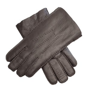 Mănuși pentru bărbați din piele întoarsă de oaie căptușite cu lână - Maro - Infinity Leather - 9