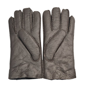 Mănuși pentru bărbați din piele întoarsă de oaie căptușite cu lână - Maro - Infinity Leather - 10