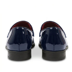 Men's Slip On Vegan Leather Velvet Detailed Patent Loafers