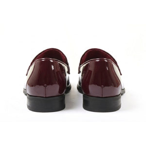Men's Slip On Vegan Leather Velvet Detailed Patent Loafers
