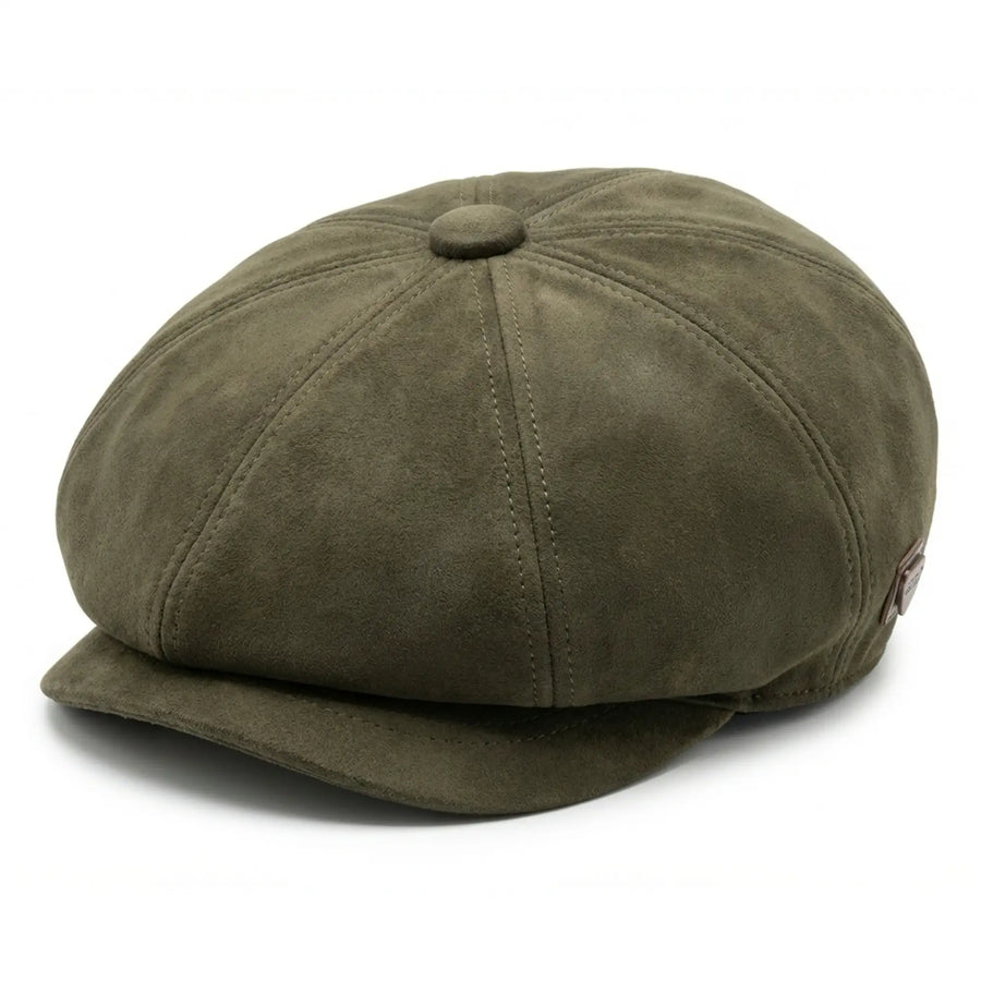 Men's Suede Vintage 8-Panel Classic Gatsby Baker Boy Hat