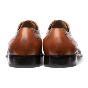 Men's Tan Brown Leather Cap-Toe Oxford Shoes