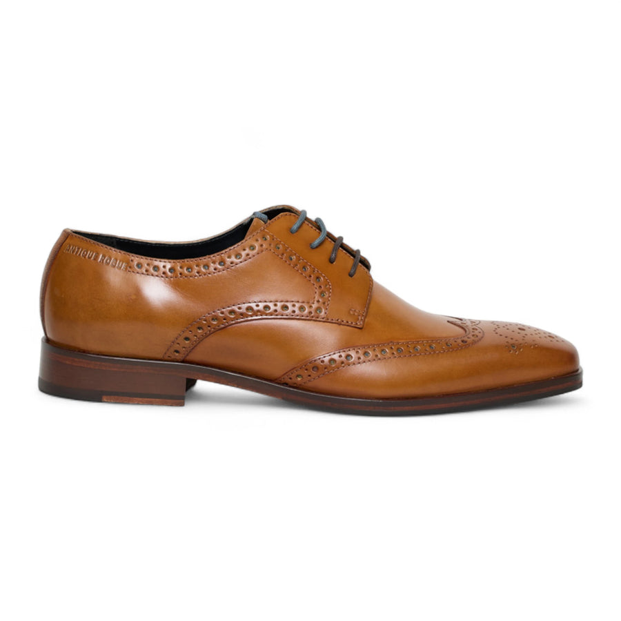 Men’s Tan Brown Leather Classic Formal Lace-Up Brogue Shoes