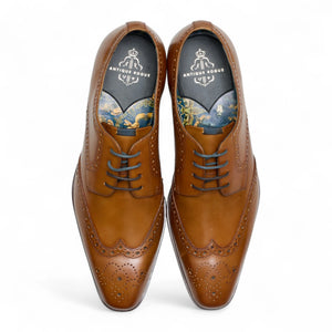 Men’s Tan Brown Leather Classic Formal Lace-Up Brogue Shoes
