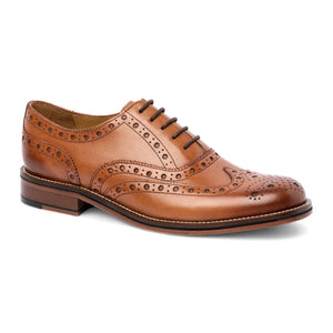 Men's Tan Brown Leather Wingtip Brogue Oxford Shoes