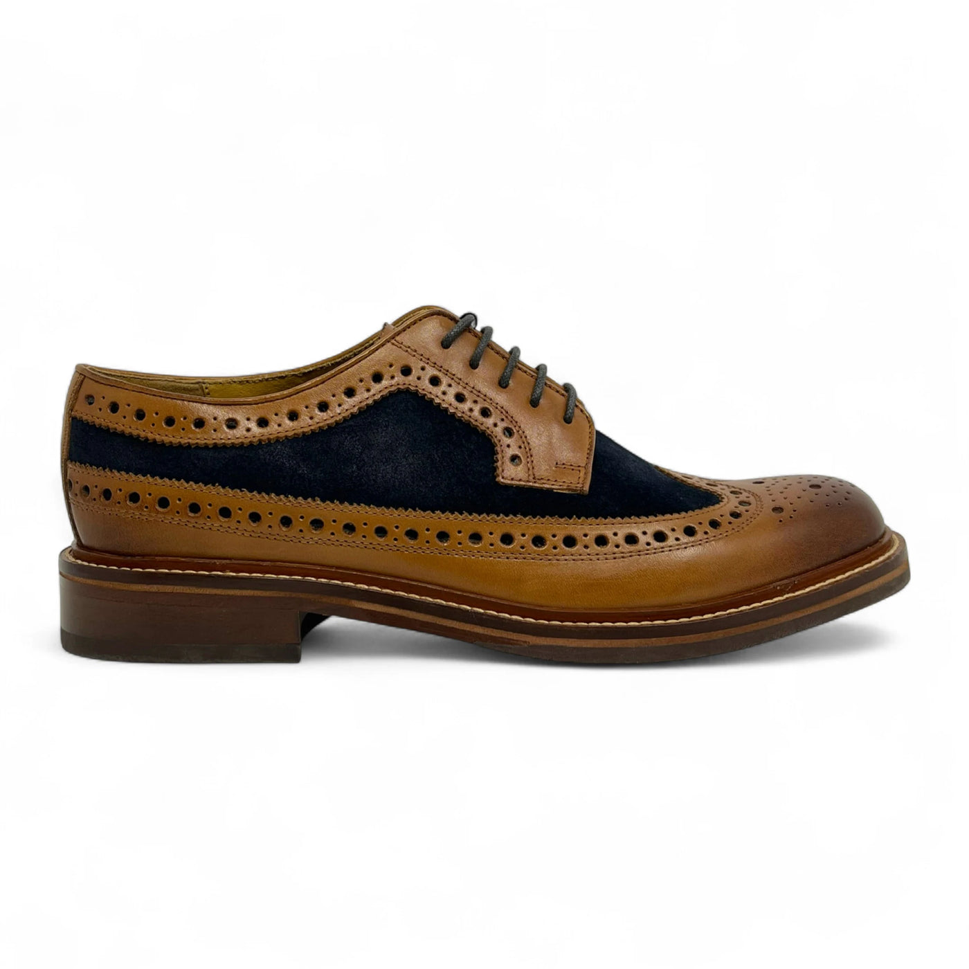 Men's Tan Brown Suede Leather Brogues Shoes