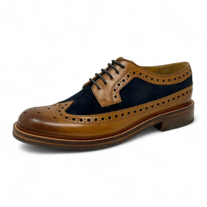 Men's Tan Brown Suede Leather Brogues Shoes