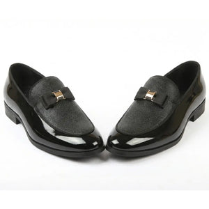 Men’s Textured Front Iconic Buckle Bow Loafers-TruClothing