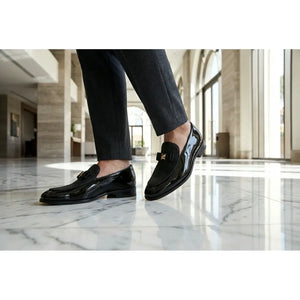 Men’s Textured Front Iconic Buckle Bow Loafers-TruClothing