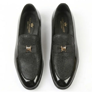 Men’s Textured Front Iconic Buckle Bow Loafers-TruClothing