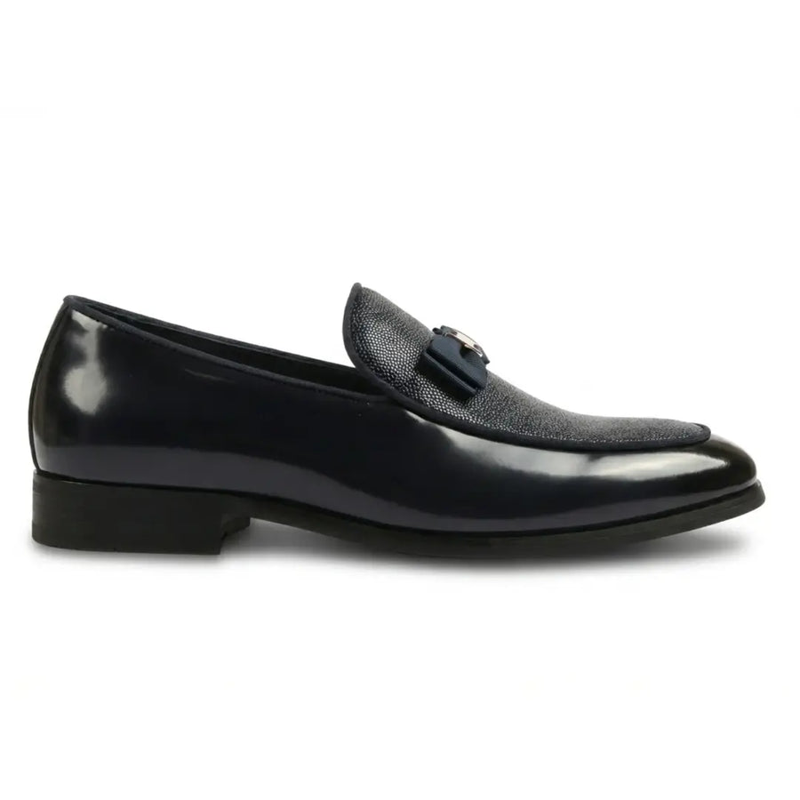 Men’s Textured Front Iconic Buckle Bow Loafers-TruClothing