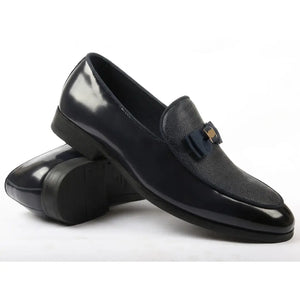 Men’s Textured Front Iconic Buckle Bow Loafers-TruClothing