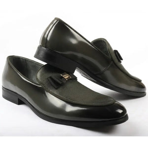 Men’s Textured Front Iconic Buckle Bow Loafers-TruClothing
