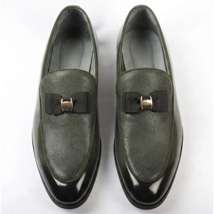 Men’s Textured Front Iconic Buckle Bow Loafers-TruClothing