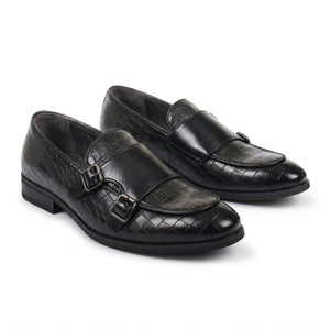 Men's Vegan Leather Double Monk Strap Loafers