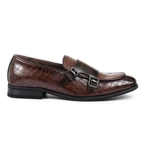 Men's Vegan Leather Double Monk Strap Loafers