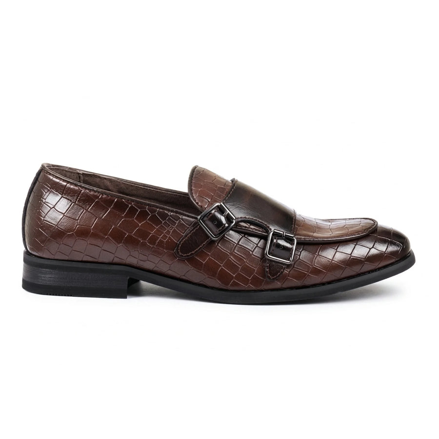 Men's Vegan Leather Double Monk Strap Loafers