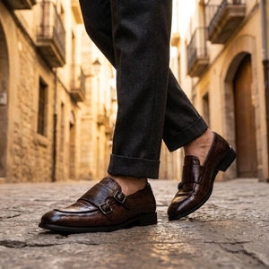 Men's Vegan Leather Double Monk Strap Loafers