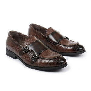 Men's Vegan Leather Double Monk Strap Loafers