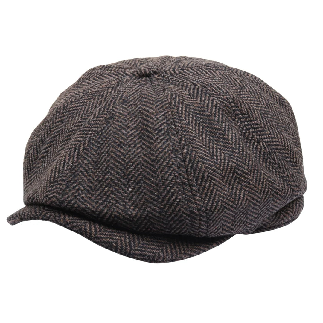 Men's Wool Blend Herringbone Newsboy Flat Cap-TruClothing