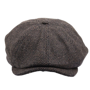 Men's Wool Blend Herringbone Newsboy Flat Cap-TruClothing