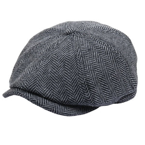 Men's Wool Blend Herringbone Newsboy Flat Cap-TruClothing