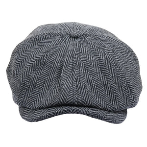 Men's Wool Blend Herringbone Newsboy Flat Cap-TruClothing