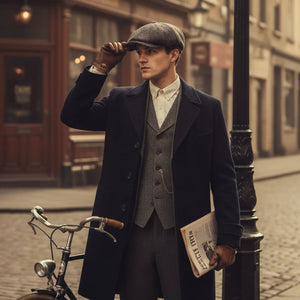 Men's Wool Blend Herringbone Newsboy Flat Cap-TruClothing