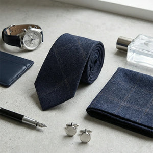 Men's Wool Blend Herringbone Plaid Tweed Tie-TruClothing