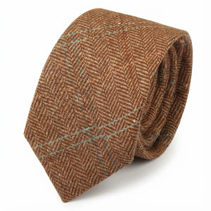Men's Wool Blend Herringbone Plaid Tweed Tie-TruClothing