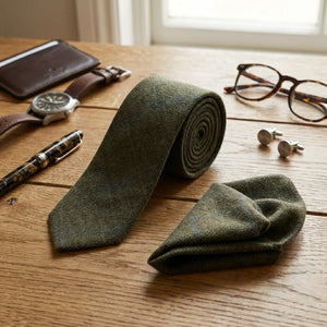 Men's Wool Blend Herringbone Plaid Tweed Tie-TruClothing