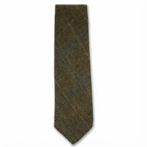 Men's Wool Blend Herringbone Plaid Tweed Tie-TruClothing