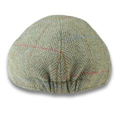 Gorra de pico de pato a cuadros verdes en espiga de tweed en mezcla de lana para hombre