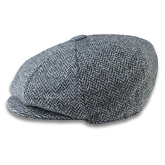 Men's Wool Blend Tweed Herringbone Grey Flat Cap