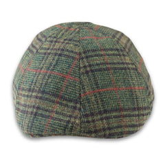 Men's Wool Blend Tweed Olive Green Check Duckbill Cap