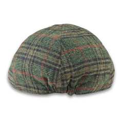 Gorra de pico de pato a cuadros verde oliva de tweed en mezcla de lana para hombre