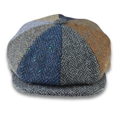 Men's Wool Blend Tweed Patch Newsboy Flat Cap