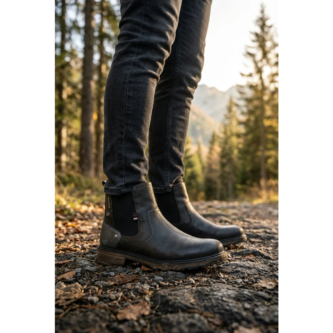 Men's Dark Grey Water-Resistant Chelsea Ankle Boots-TruClothing