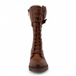Women's Brown Mid-Calf Faux Fur Winter Combat Boots-TruClothing