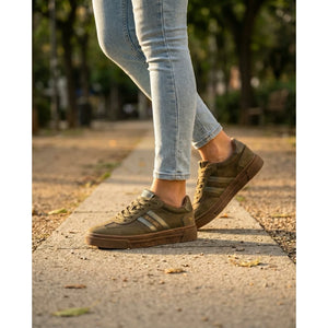 Women's Olive Green Street Platform Sneakers Shoes-TruClothing