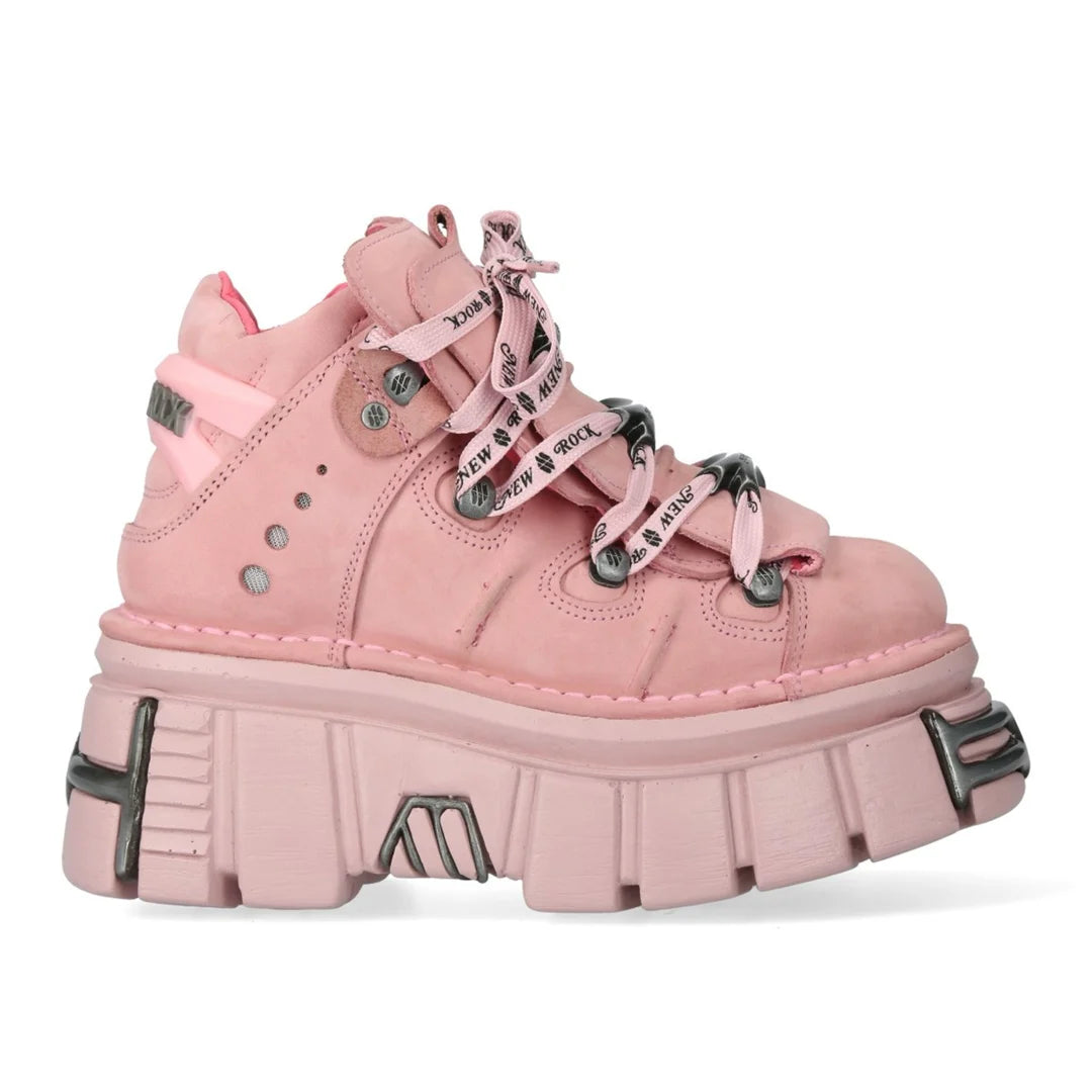 New Rock M-106-C158 Pink Platform Gothic Punk Ankle Boots-TruClothing