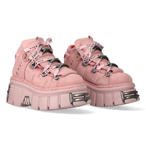 New Rock M-106-C158 Pink Platform Gothic Punk Ankle Boots-TruClothing